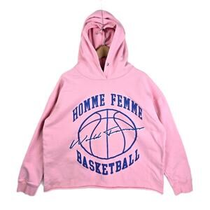 Homme + Femme Basketball Pink Pullover Chopped Hoodie Large Boxy Streetwear
